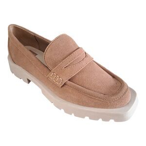 Dolce Vita Women's Suede Dune Tan Lug Loafers Elias Comfort Classic Chunky Sz 9